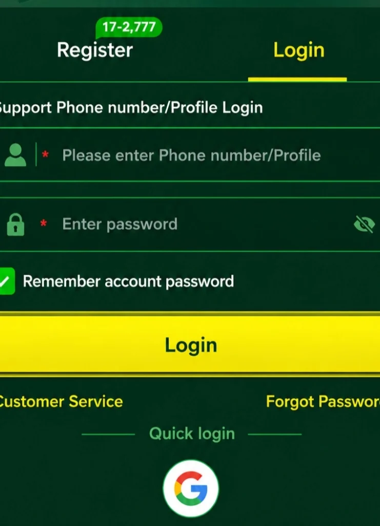 ty777-Game-register-and-Login-
